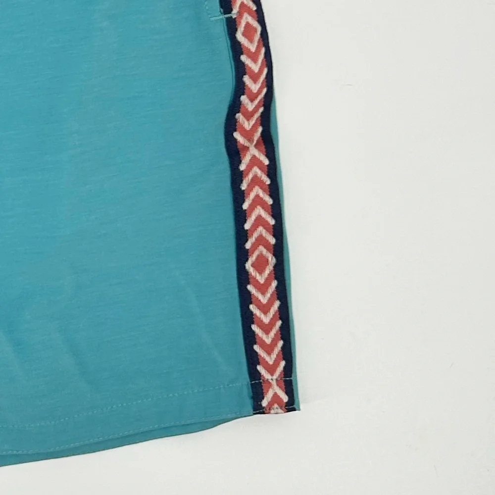 Mens Faherty Brand Board shorts Vintage Tape Sky Geo Stripe turquoise size 35 - Picture 2 of 9